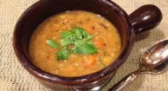 Winter Red Lentil Soup with Browned Onions